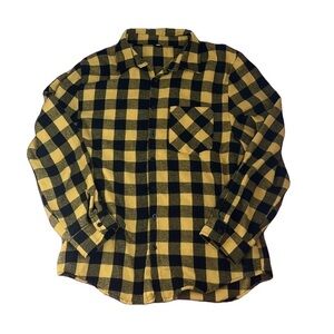 Oversized Flannel Yellow and Black Buffalo Plaid Shacket Style (shirt + jacket)